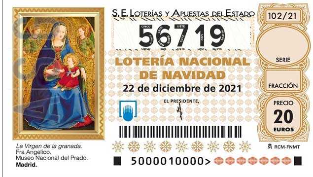 Décimo 56719 del sorteo 102-22/12/2021 Navidad