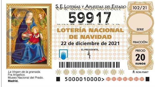 Décimo 59917 del sorteo 102-22/12/2021 Navidad