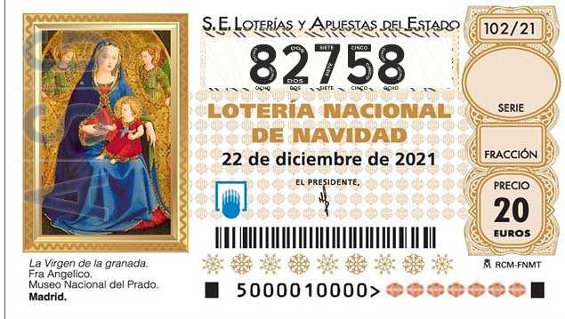 Décimo 82758 del sorteo 102-22/12/2021 Navidad