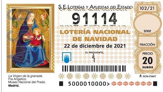 Décimo 91114 del sorteo 102-22/12/2021 Navidad