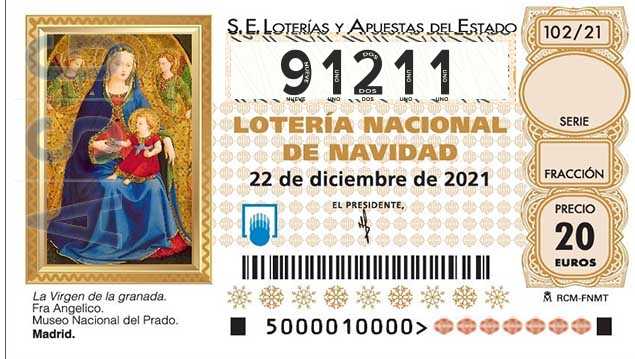 Décimo 91211 del sorteo 102-22/12/2021 Navidad