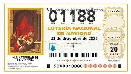 Décimo 01188 del sorteo 102-22/12/2025 Navidad