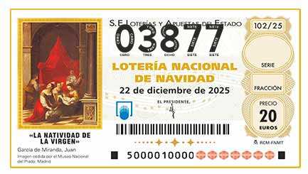 Décimo 03877 del sorteo 102-22/12/2025 Navidad
