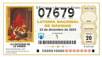 Décimo de Lotería con el número 07679