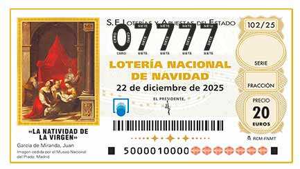 Décimo 07777 del sorteo 102-22/12/2025 Navidad