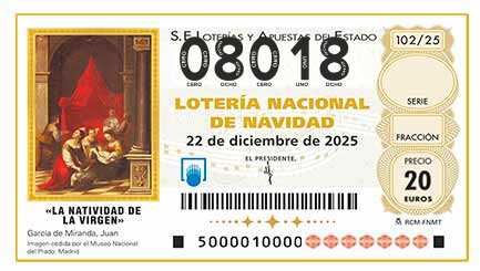 Décimo 08018 del sorteo 102-22/12/2025 Navidad