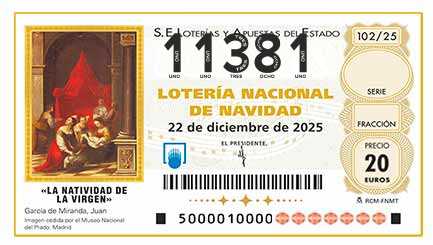 Décimo 11381 del sorteo 102-22/12/2025 Navidad
