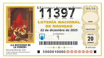Décimo 11397 del sorteo 102-22/12/2025 Navidad