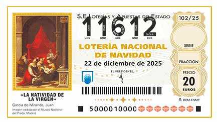 Décimo 11612 del sorteo 102-22/12/2025 Navidad