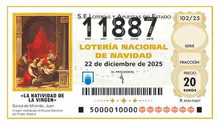 Décimo 11887 del sorteo 102-22/12/2025 Navidad
