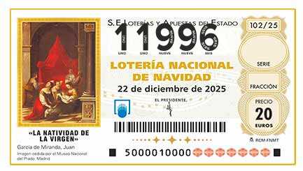 Décimo 11996 del sorteo 102-22/12/2025 Navidad