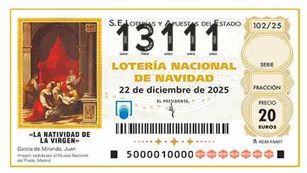 Décimo 13111 del sorteo 102-22/12/2025 Navidad