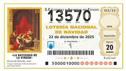 Décimo 13570 del sorteo 102-22/12/2025 Navidad