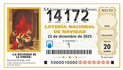 Décimo 14172 del sorteo 102-22/12/2025 Navidad