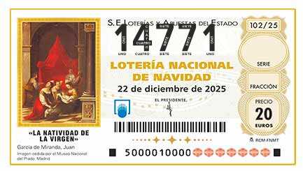 Décimo 14771 del sorteo 102-22/12/2025 Navidad