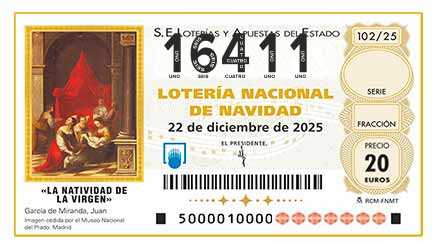 Décimo 16411 del sorteo 102-22/12/2025 Navidad