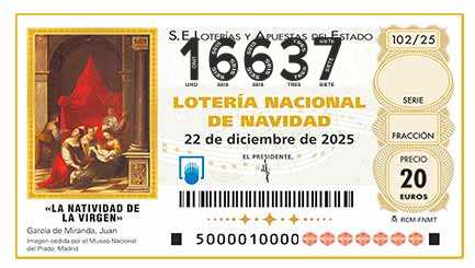 Décimo 16637 del sorteo 102-22/12/2025 Navidad