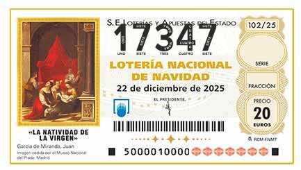 Décimo 17347 del sorteo 102-22/12/2025 Navidad