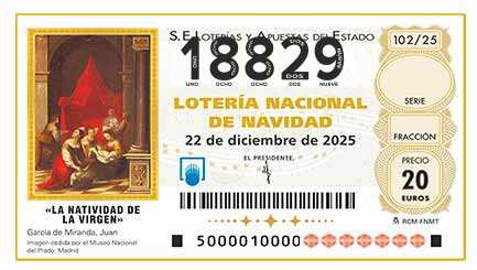 Décimo 18829 del sorteo 102-22/12/2025 Navidad