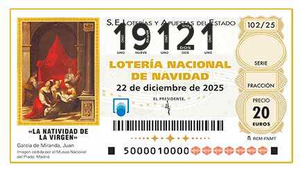 Décimo 19121 del sorteo 102-22/12/2025 Navidad