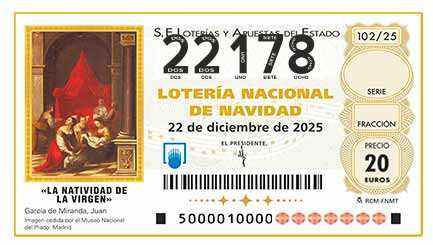 Décimo 22178 del sorteo 102-22/12/2025 Navidad