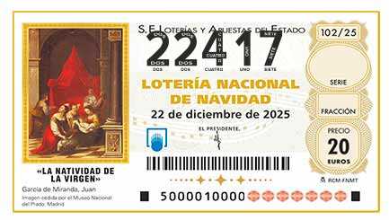 Décimo 22417 del sorteo 102-22/12/2025 Navidad