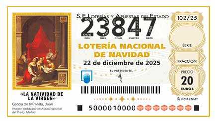 Décimo 23847 del sorteo 102-22/12/2025 Navidad