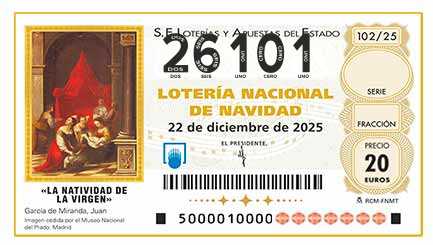 Décimo 26101 del sorteo 102-22/12/2025 Navidad