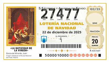 Décimo 27477 del sorteo 102-22/12/2025 Navidad