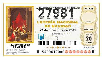 Décimo 27981 del sorteo 102-22/12/2025 Navidad