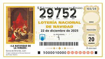 Décimo 29752 del sorteo 102-22/12/2025 Navidad