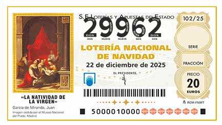 Décimo 29962 del sorteo 102-22/12/2025 Navidad