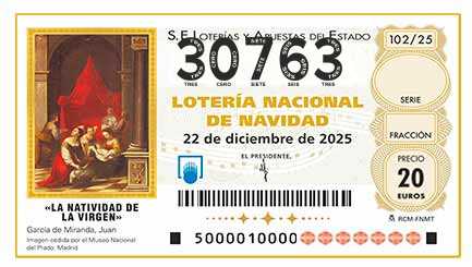 Décimo 30763 del sorteo 102-22/12/2025 Navidad