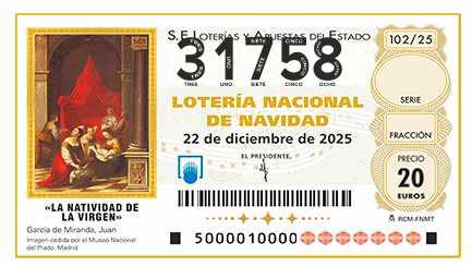 Décimo 31758 del sorteo 102-22/12/2025 Navidad