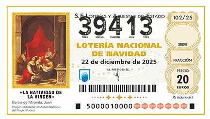Décimo 39413 del sorteo 102-22/12/2025 Navidad