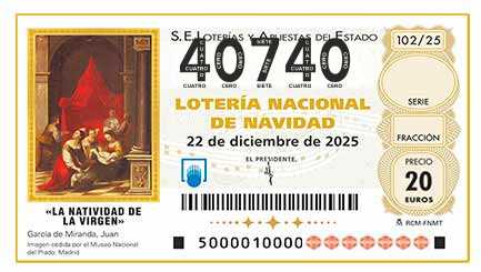 Décimo 40740 del sorteo 102-22/12/2025 Navidad