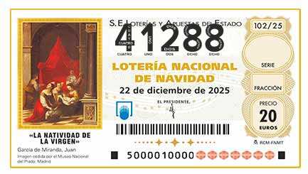 Décimo 41288 del sorteo 102-22/12/2025 Navidad