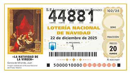 Décimo 44881 del sorteo 102-22/12/2025 Navidad
