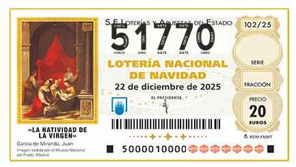 Décimo 51770 del sorteo 102-22/12/2025 Navidad