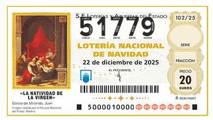 Décimo 51779 del sorteo 102-22/12/2025 Navidad