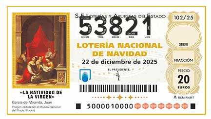 Décimo 53821 del sorteo 102-22/12/2025 Navidad