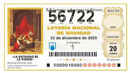 Décimo 56722 del sorteo 102-22/12/2025 Navidad