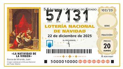 Décimo 57131 del sorteo 102-22/12/2025 Navidad