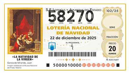 Décimo 58270 del sorteo 102-22/12/2025 Navidad