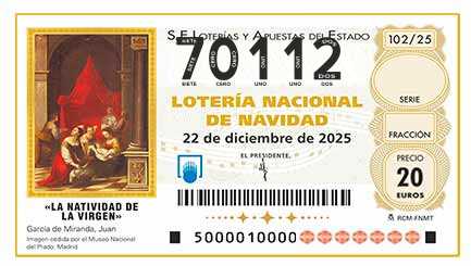 Décimo 70112 del sorteo 102-22/12/2025 Navidad