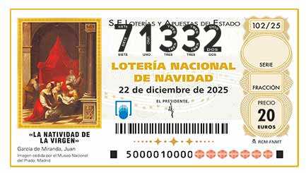 Décimo 71332 del sorteo 102-22/12/2025 Navidad