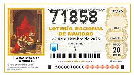 Décimo 71858 del sorteo 102-22/12/2025 Navidad