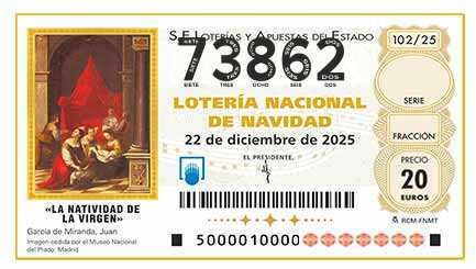 Décimo 73862 del sorteo 102-22/12/2025 Navidad