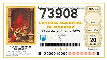 Décimo 73908 del sorteo 102-22/12/2025 Navidad