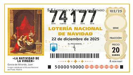 Décimo 74177 del sorteo 102-22/12/2025 Navidad